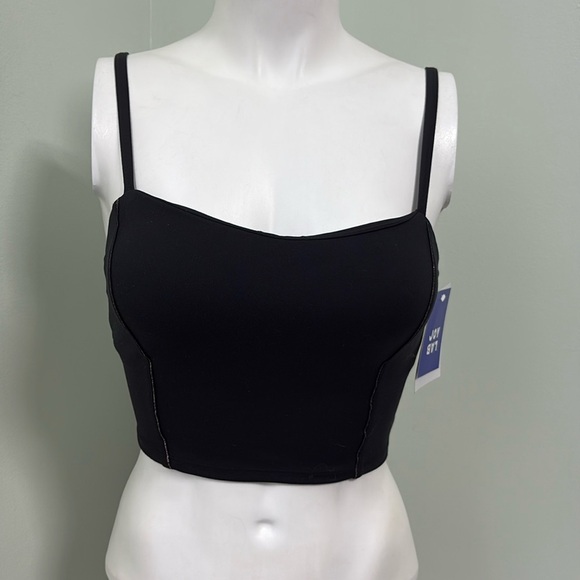 Joylab Longline Bra With Metallic Corset Detail Black XS NEW - Picture 2 of 8